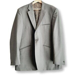 TED BAKER London Blazer Jacket Solid Gray Men's Sz 44 R